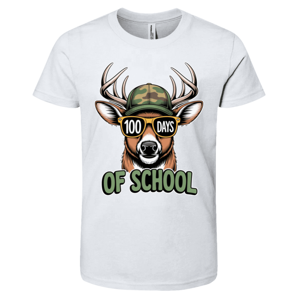 100 Days of School Deer Bella + Canvas Kids SS T-Shirt - 931 Graphics